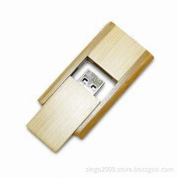 Swivel Wooden USB Flash Drive, Customized Logos